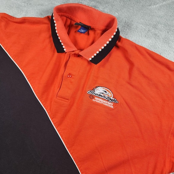 Harley-Davidson Other - Harley Davidson Polo Shirt Mens 3XL Orange Black Screamin Eagle Biker Colorblock